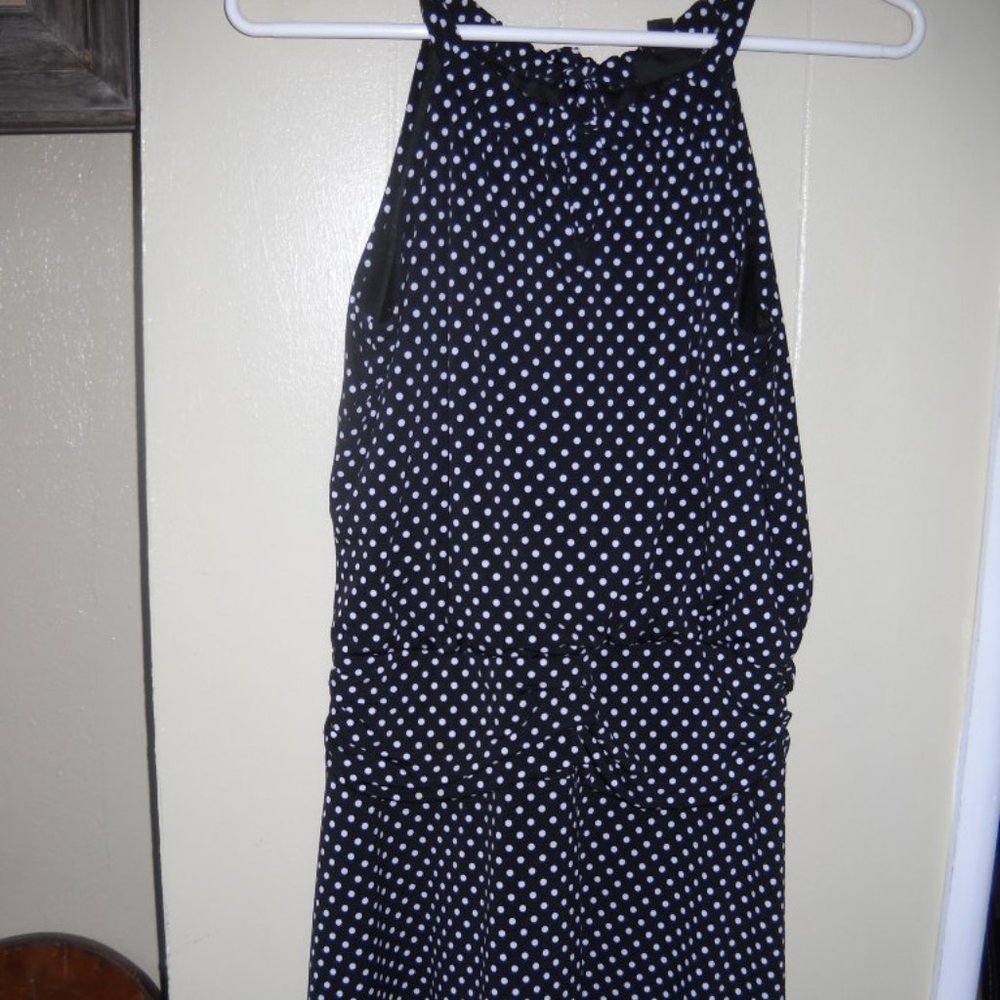Black dress with white polka dots